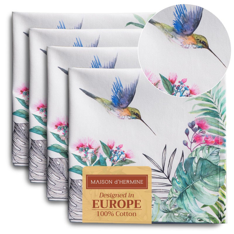 Maison d' Hermine Cloth Napkins Set of 4 100% Cotton Everyday Reusable Square Napkins Cloth Washable, Dinner, Party, Wedding, Restaurant, Spring/Summer (Tropiques, 20" x 20") - Image 1